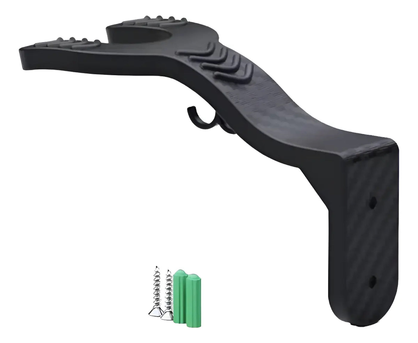 Vértix, ancla de pared negra con textura de carbono, con los dos tornillos y los dos tacos incluidos