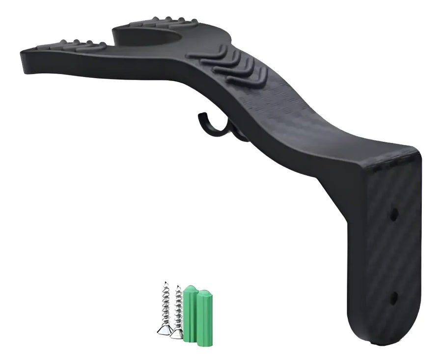 Vértix, ancla de pared negra con textura de carbono, con los dos tornillos y los dos tacos incluidos