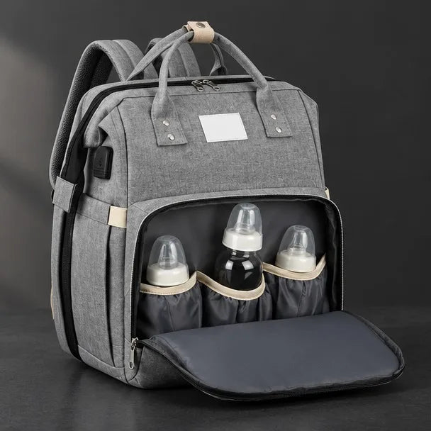 Pañalera morral que se convierte en cuna